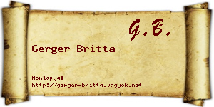 Gerger Britta névjegykártya